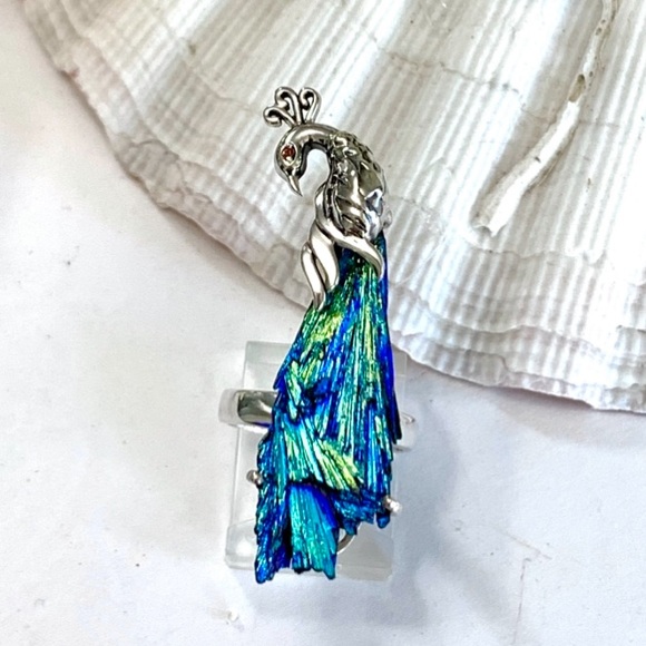 Rainbow Kyanite Peacock Sterling Silver Ring - Picture 4 of 4